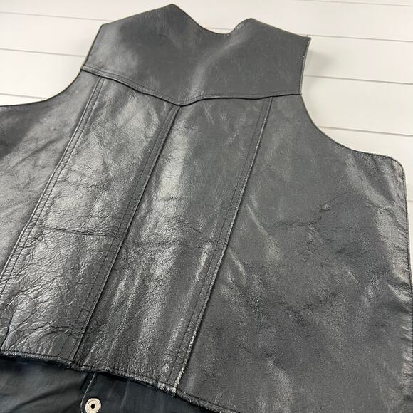 Tuff Hide Apparel Vintage Black Leather Motorcycle Vest Men's size Large - Picture 7 of 8
